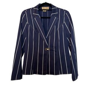 Peck and Peck Weekend Pinstripe Nantucket Striped Blazer w/ Brass Closure Sz.8